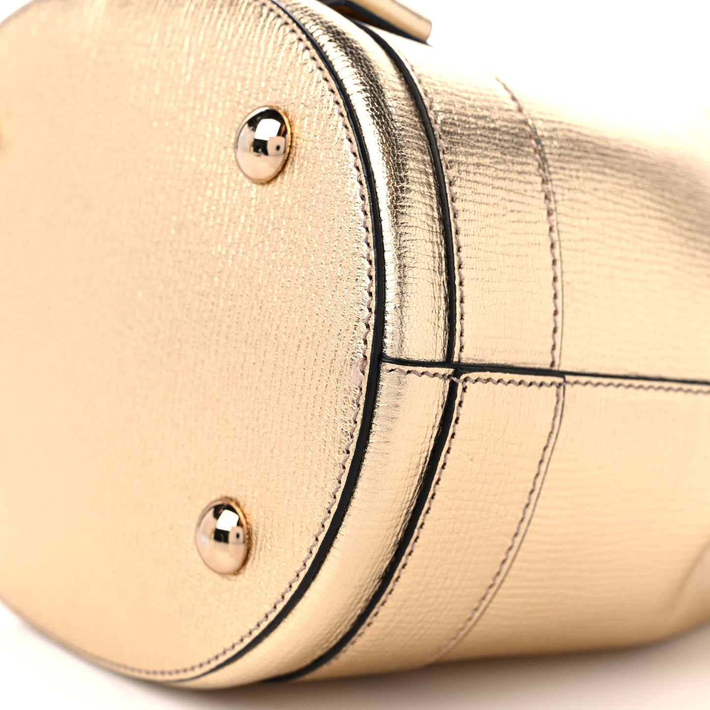 Metallic Calfskin Vara Bow Bucket Bag Gold