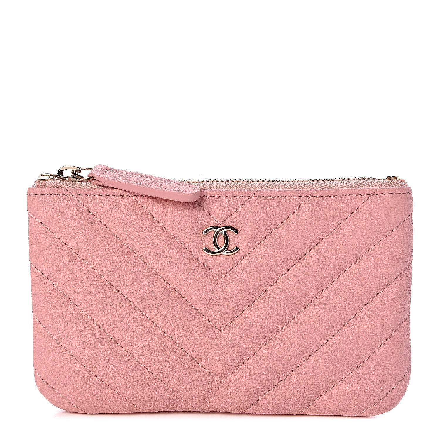 Chanel Caviar Chevron Quilted Small Cosmetic Case Pink 1 of 8