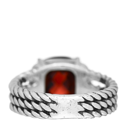 David Yurman Sterling Silver Diamond Garnet 10mm Petite Wheaton Ring 49 4.75 4 of 5