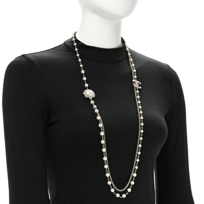 Chanel Crystal Pearl CC Necklace Gold 2 of 6