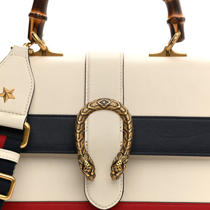 Gucci Calfskin Bamboo Web Medium Dionysus Top Handle Bag White Blue Hibiscus Red 9 of 16