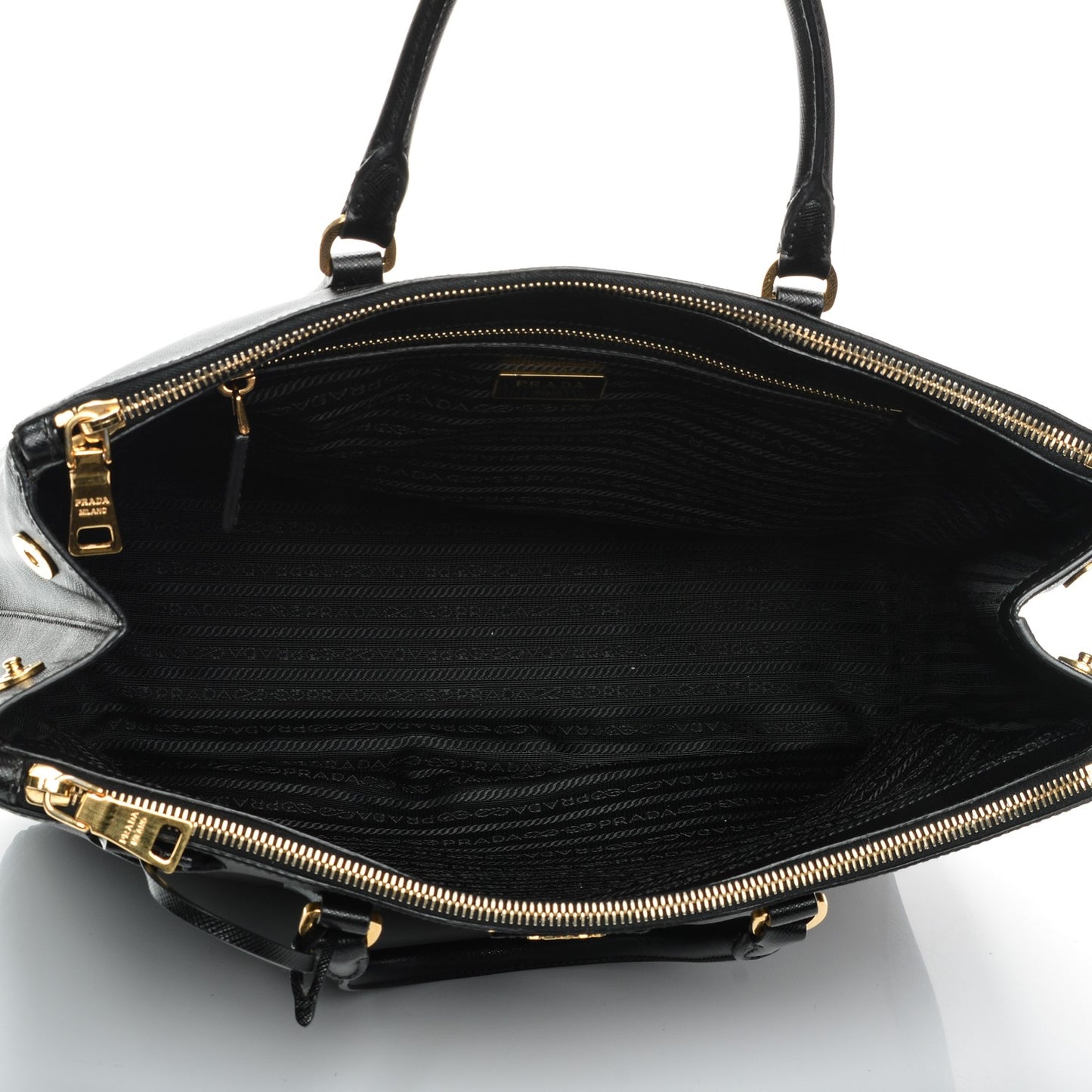 Saffiano Large Galleria Double Zip Tote Black