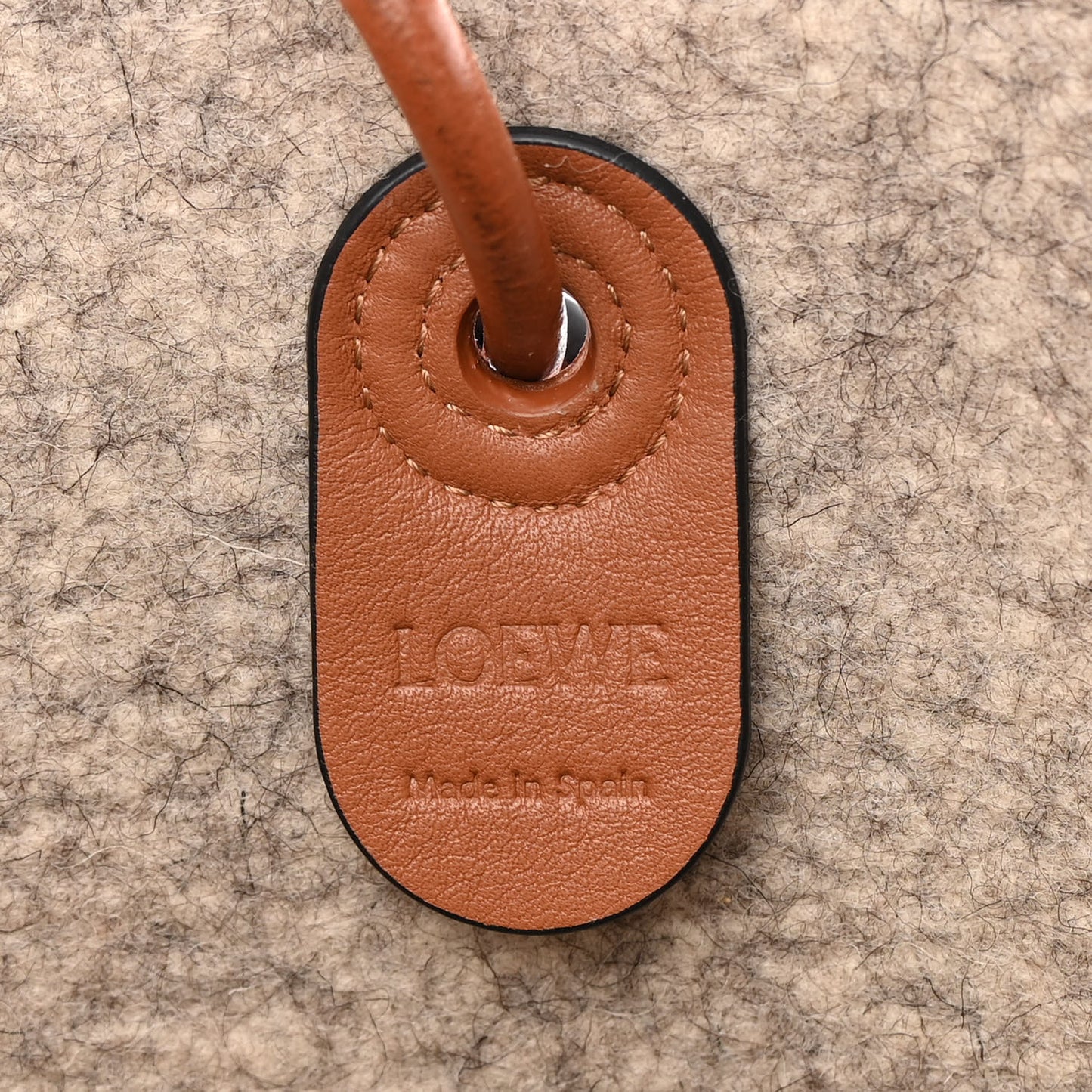 Felt Calfskin Small Anagram Square Basket Tote Brown Tan