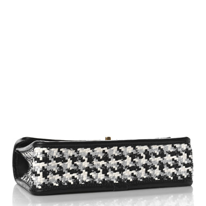 Chanel Metallic Lambskin Viscose Woven Flap Silver Black 4 of 9