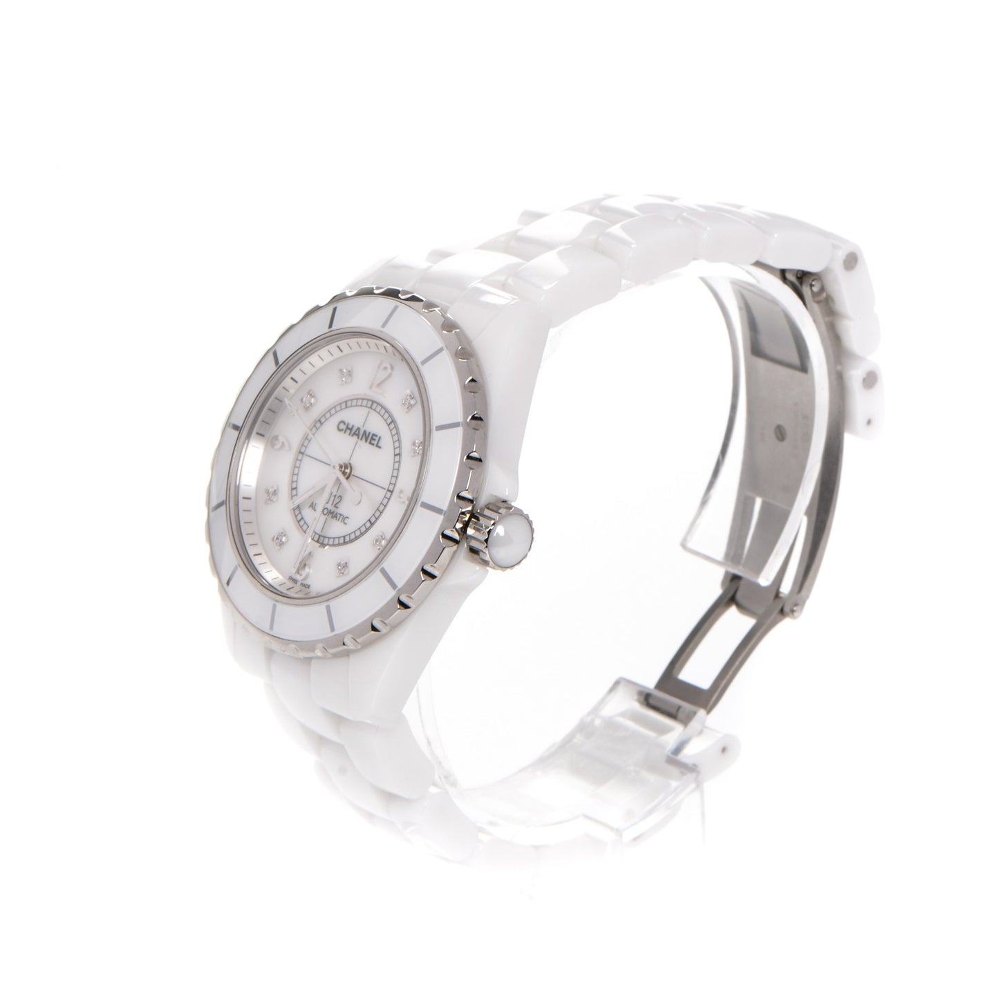 Stainless Steel Ceramic Diamond 38mm J12 Automatic Watch White