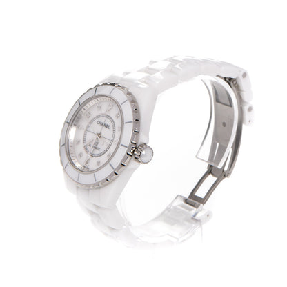 Chanel Stainless Steel Ceramic Diamond 38mm J12 Automatic Watch White 3 of 8
