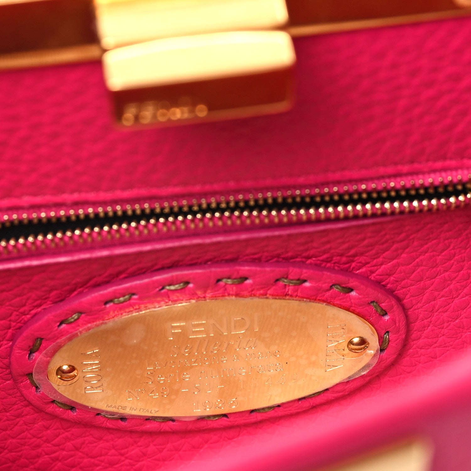 Fendi Cuoio Romano Selleria Mini Peekaboo Iconic Satchel Fuxia 6 of 9