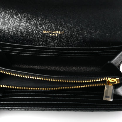 Saint Laurent Grain De Poudre Mixed Matelasse Triquilt Large Monogram Wallet Black 5 of 7
