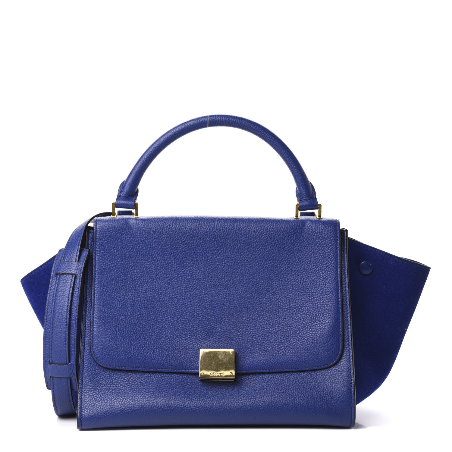 Celine Drummed Calfskin Suede Small Trapeze Indigo 1 of 11