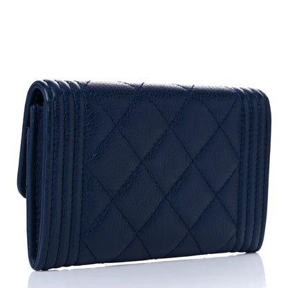 Chanel Calfskin Quilted Boy Flap Card Holder Navy 6 of 9