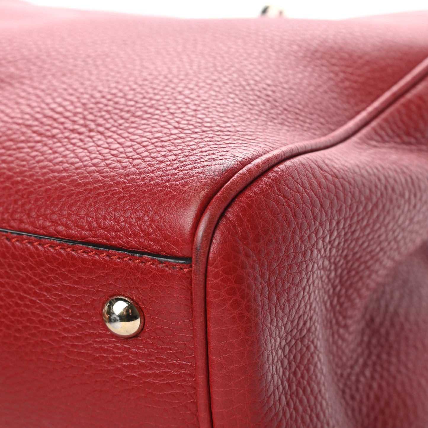Pebbled Calfskin Medium Bamboo Shopper Tote Red