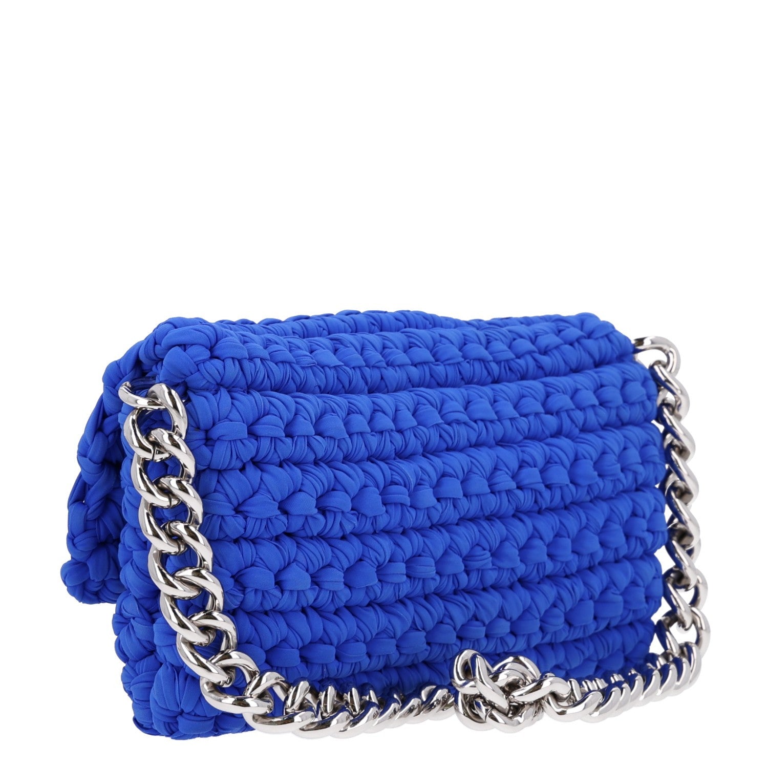 Chanel Woven Fabric Single Flap Blue 3 of 10