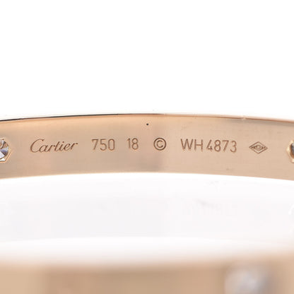 Cartier 18K Yellow Gold 4 Diamond LOVE Bracelet 18 4 of 6