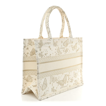 Christian Dior Canvas Embroidered Medium Butterfly Zodiac Book Tote Gold 3 of 13