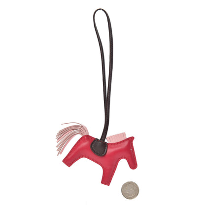 Hermes Milo Lambskin Grigri Rodeo Horse Bag Charm PM Rose Sakura Framboise Rouge Sellier 2 of 4