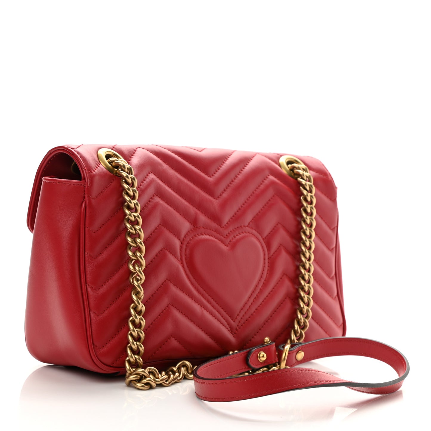 Calfskin Matelasse Small GG Marmont Shoulder Bag Hibiscus Red