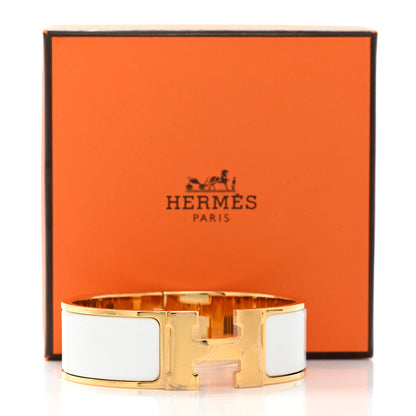 Hermes Enamel Wide Clic Clac H Bracelet GM White 5 of 5