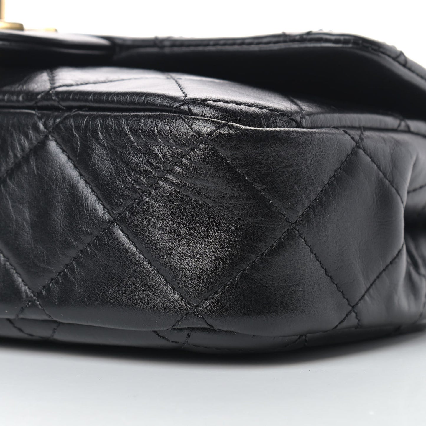 Calfskin Quilted Small Crystal Pearls Flap Bag Black