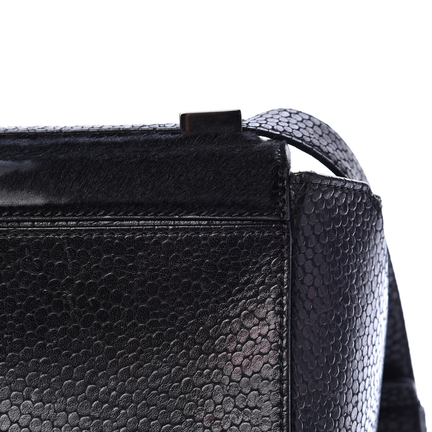 Calf Hair Calfskin Medium Pandora Box Crossbody Bag Black