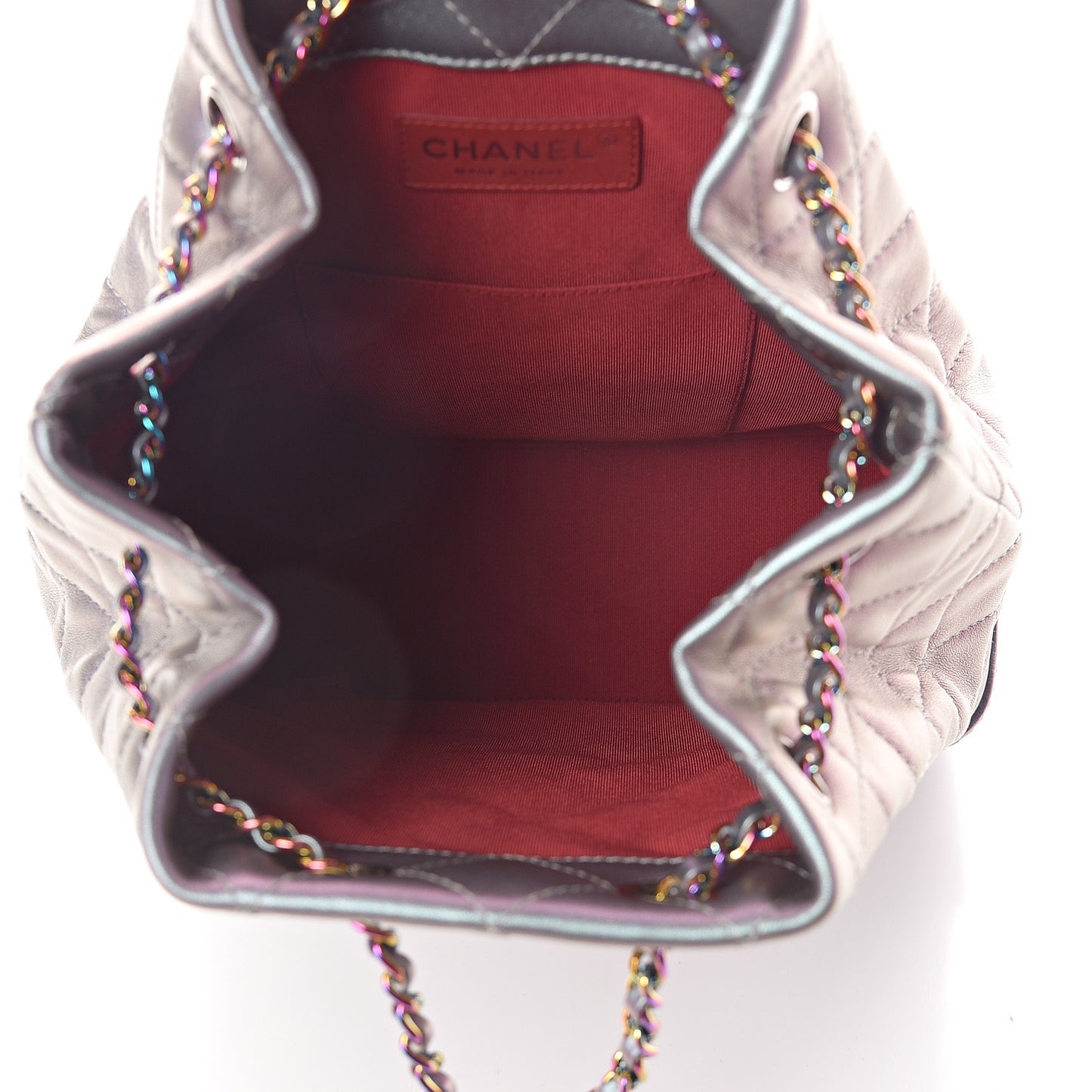 Iridescent Lambskin Calfskin Quilted Gabrielle Backpack Light Purple