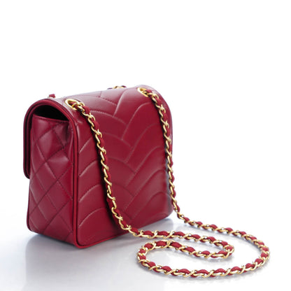 Chanel Lambskin Scallop Quilted Mini Pagoda Square Flap Burgundy 3 of 7