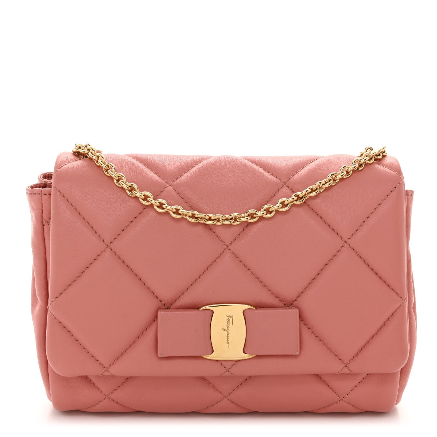 Salvatore Ferragamo Nappa Quilted Ginny Crossbody Pink 1 of 9