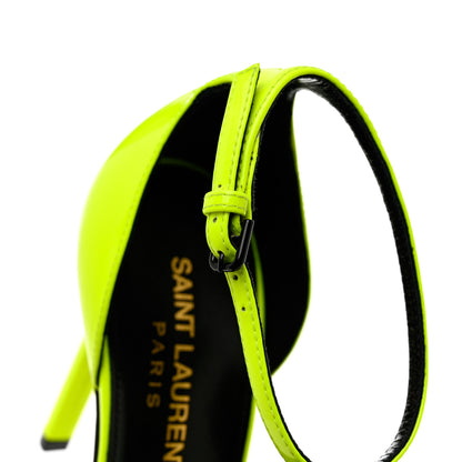 Saint Laurent Patent Calfskin Amber 105 Ankle Strap Sandals 36 Yellow Fluo 9 of 10