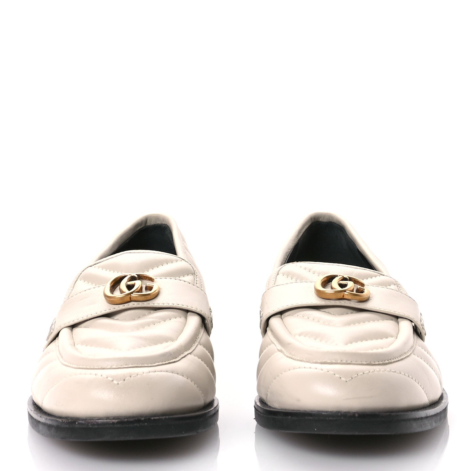 Gucci Nappa Matelasse Double G Marmont Loafers 37 Cream 3 of 8
