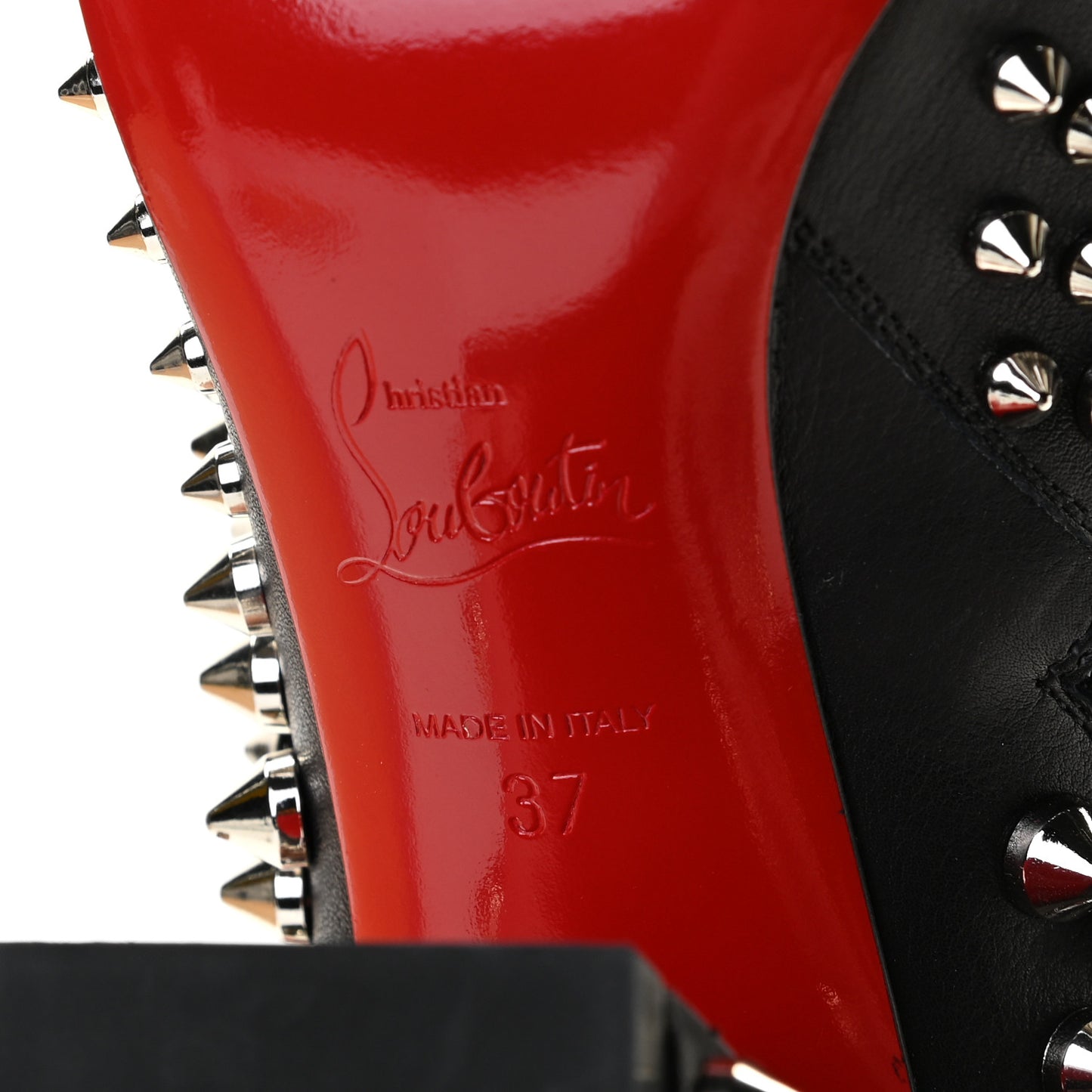 Calfskin Louise Capet Spikes 85 Boots 37 Black Silver