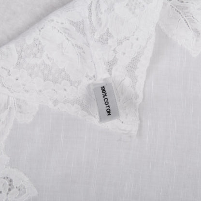 Hermes Cotton Lace Handkerchief Scarf White 4 of 4