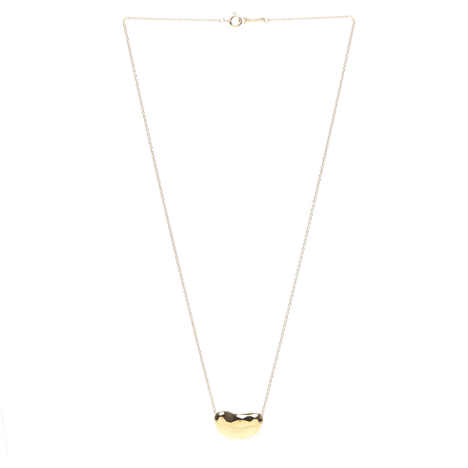 Tiffany 18K Yellow Gold 18mm Elsa Peretti Bean Pendant Necklace 3 of 5