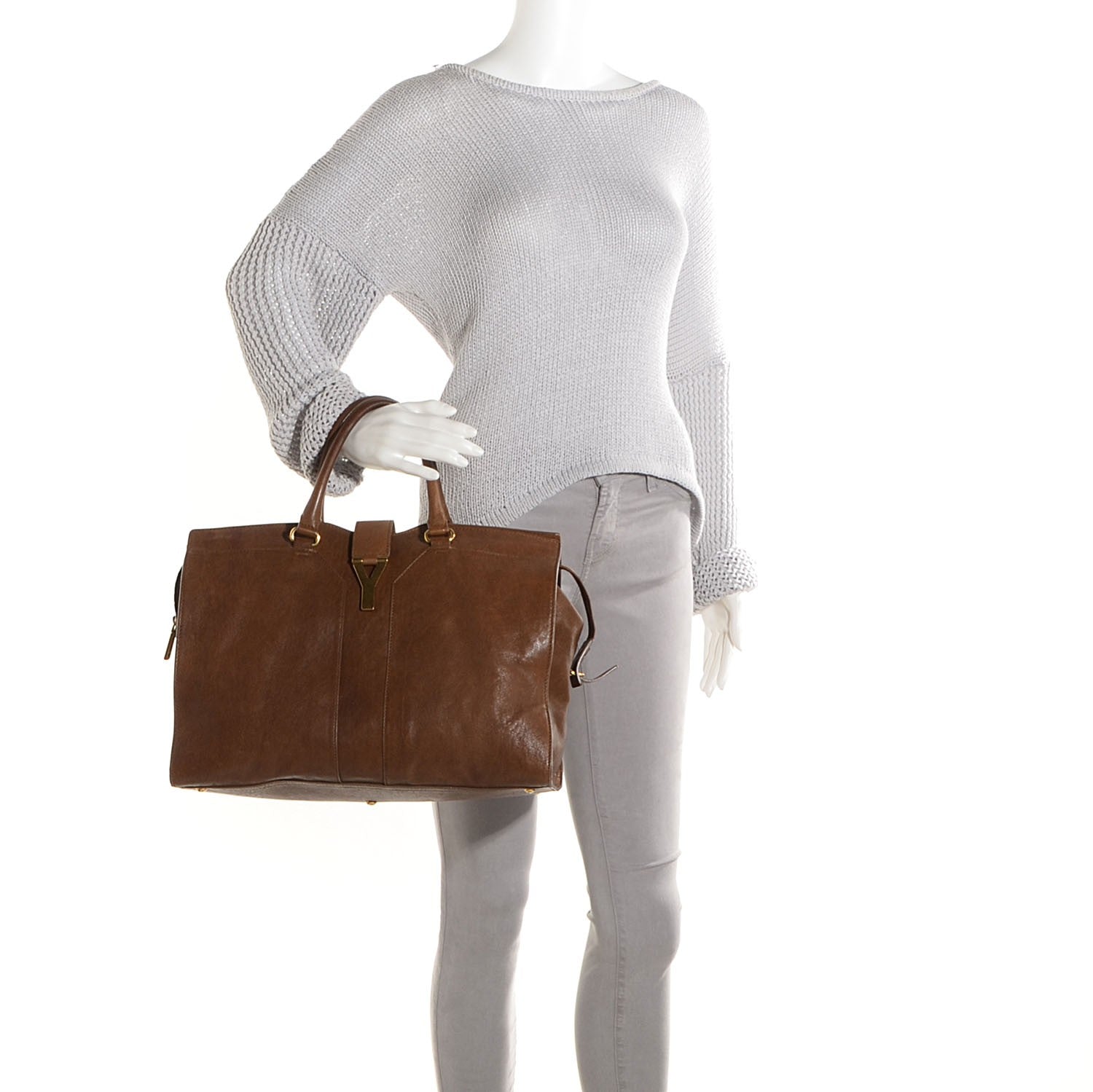 Saint Laurent Sheepskin Large Cabas ChYc Brown 2 of 8