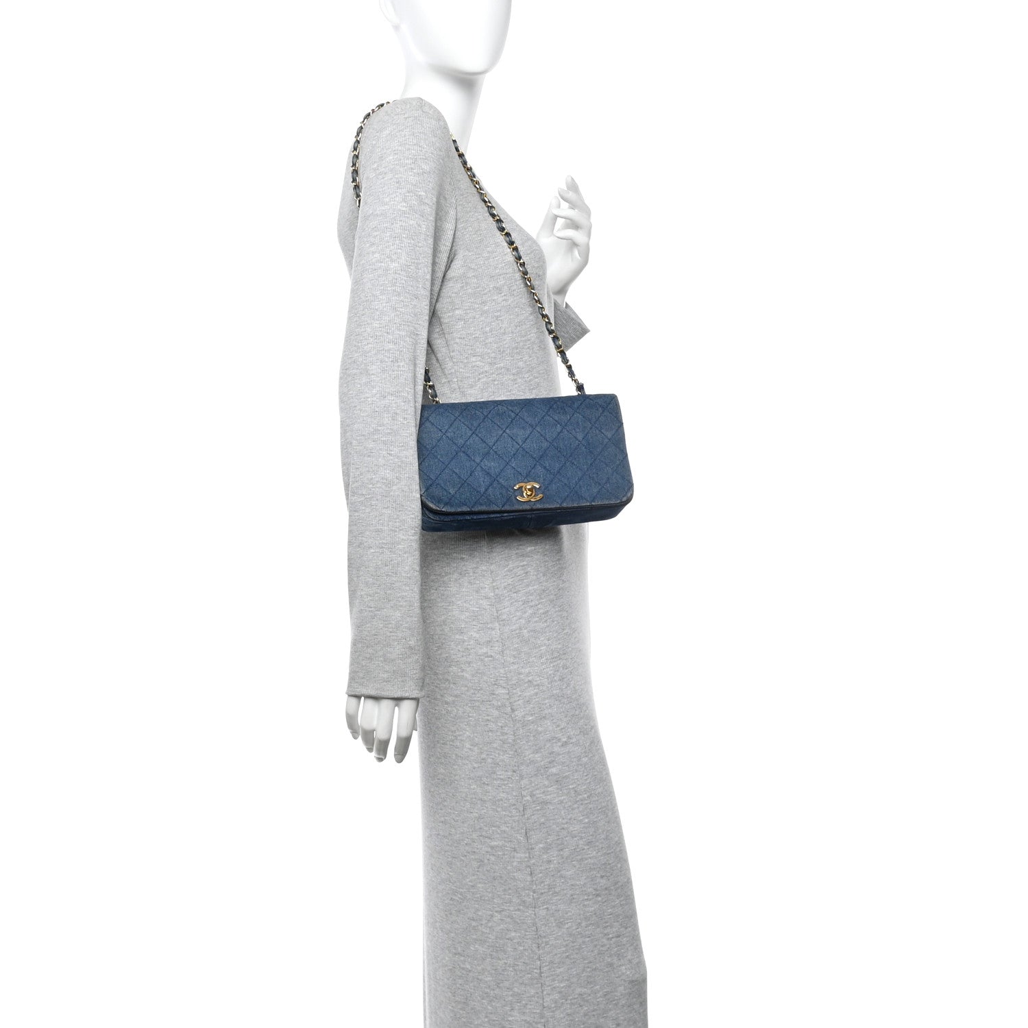 Chanel Denim Quilted Small Flap  Blue 2 of 16