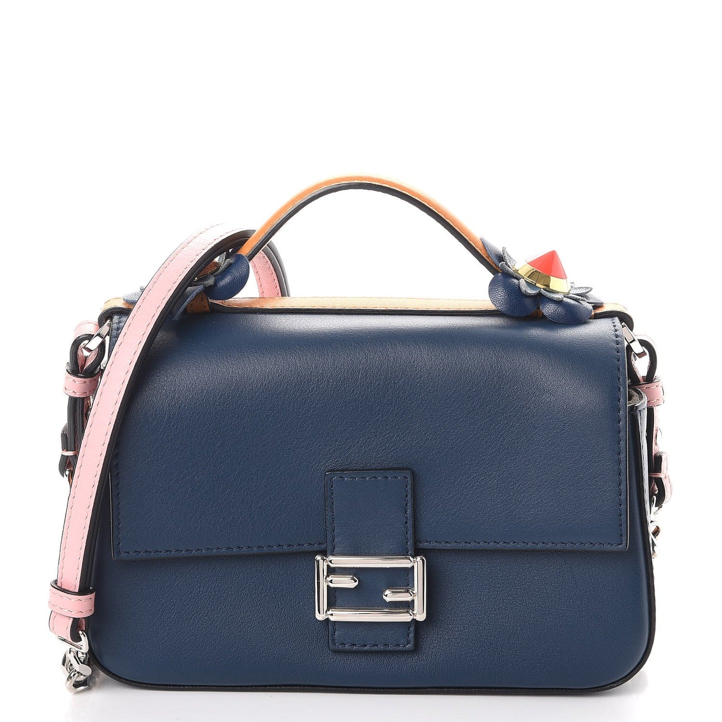 Vitello Dolce Nappa Flowerland Tri-Color Micro Double Baguette Blue Pink
