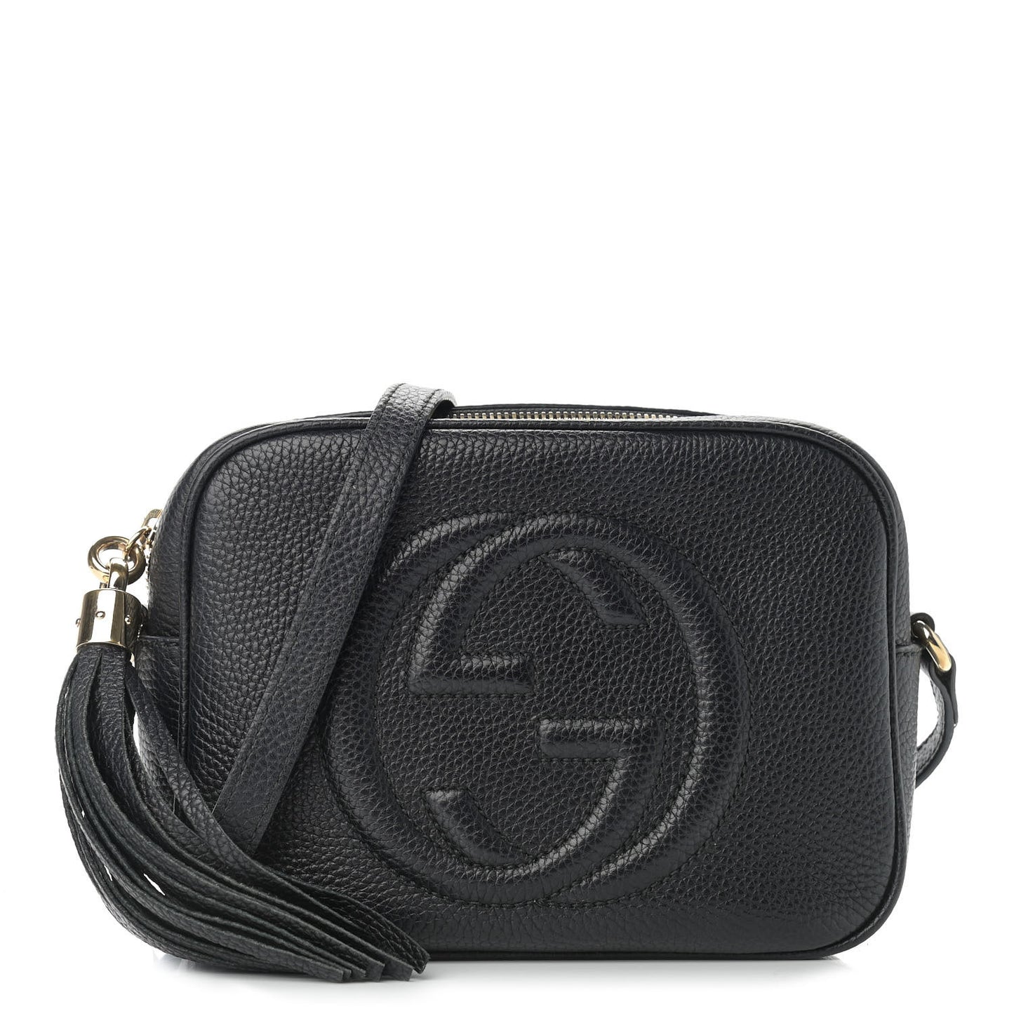 Pebbled Calfskin Small Soho Disco Bag Black