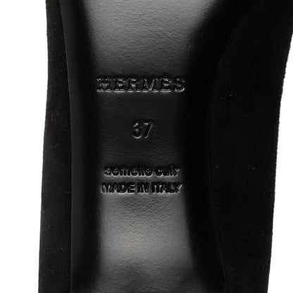 Hermes Suede Goatskin Blush 40 Pumps 37 Black 8 of 9