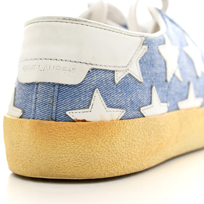Saint Laurent Denim Calfskin Star Court Sneakers 37 Blue 13 of 16