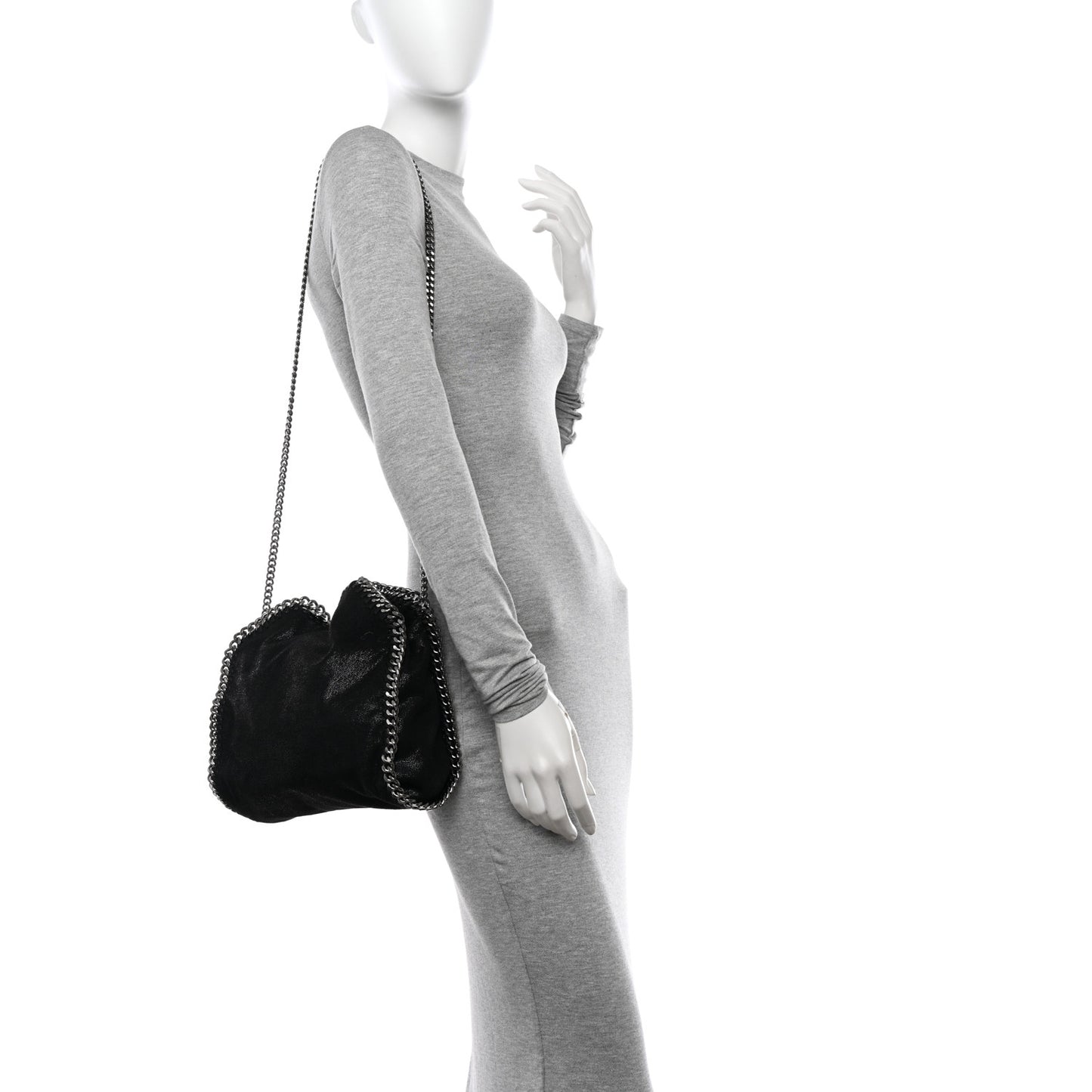 Shaggy Deer Mini Falabella Fold Over Tote Black