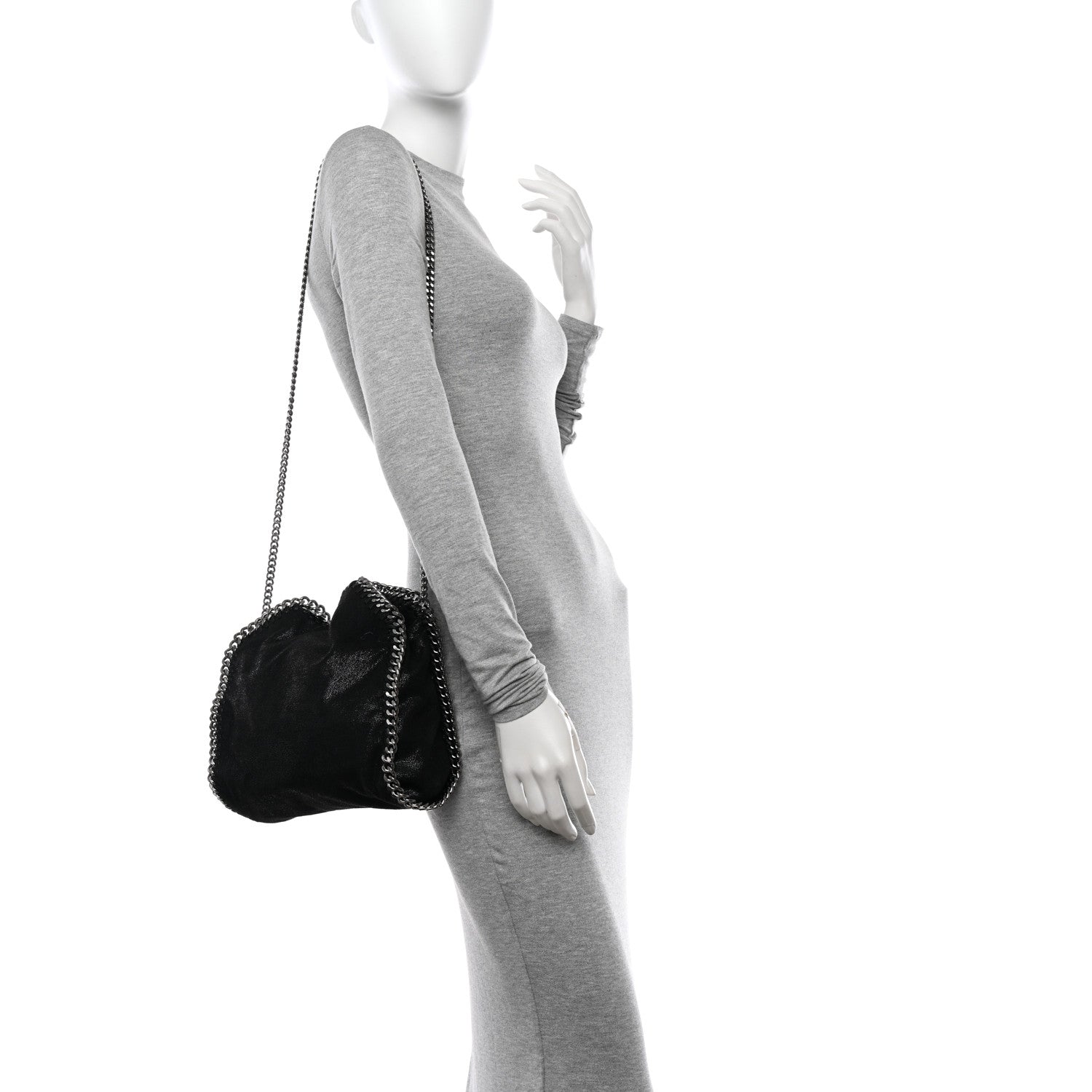 Stella McCartney Shaggy Deer Mini Falabella Fold Over Tote Black 2 of 10