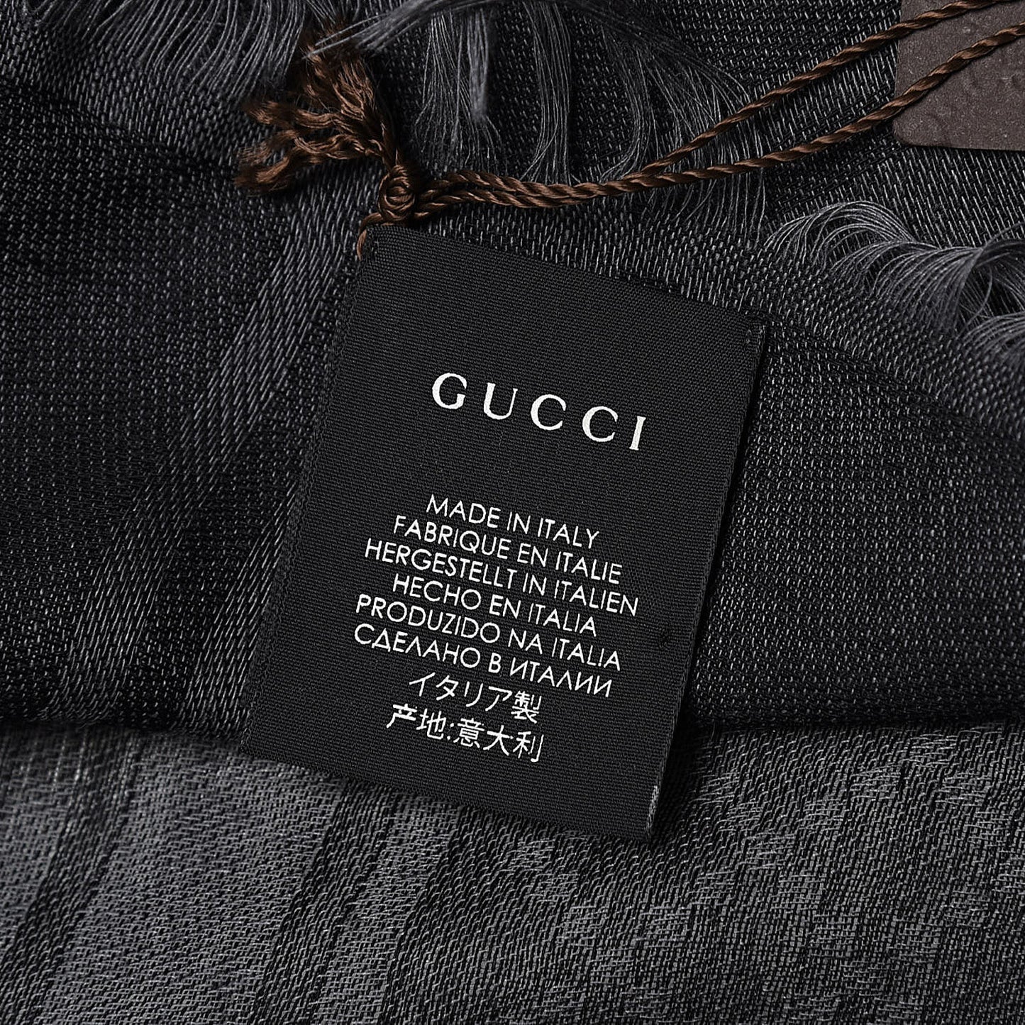 Wool Silk GG Monogram Diamante Plaid Surviee Shawl Graphite Black