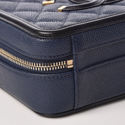 Chanel Caviar Quilted Small CC Filigree Vanity Case Navy Black 5 of 10