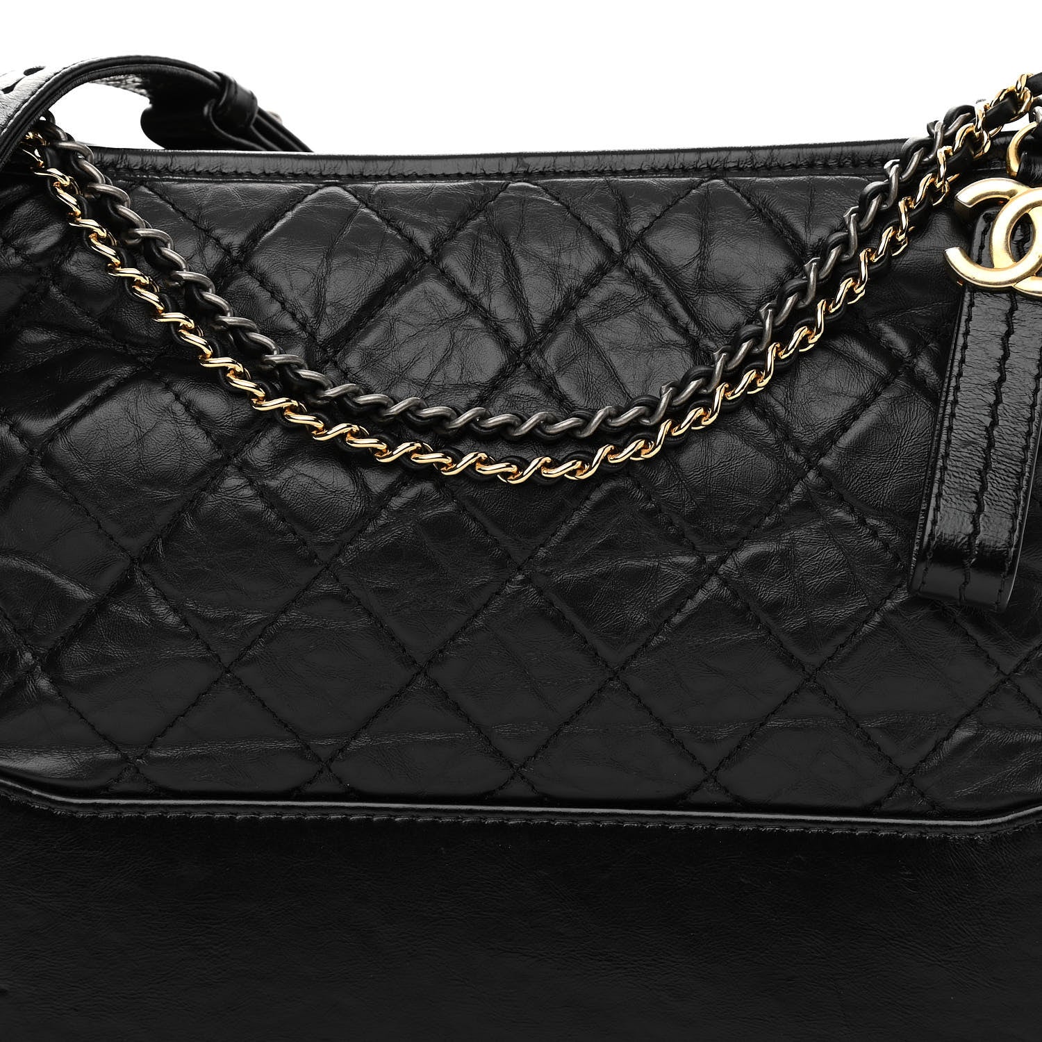 Chanel Aged Calfskin Quilted Medium Gabrielle Hobo Black 8 of 13