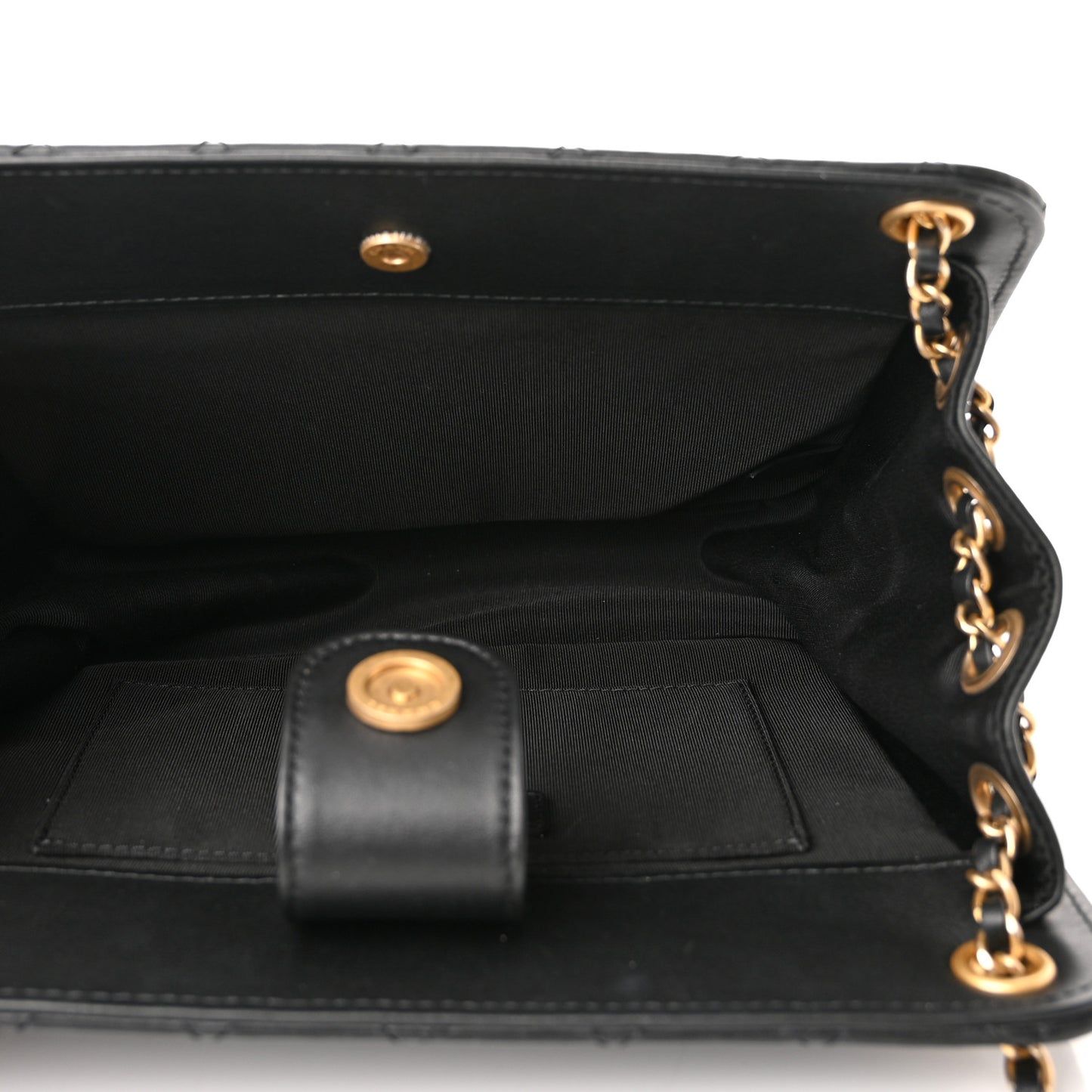 Calfskin Quilted CC Chain Accordion Tote Black