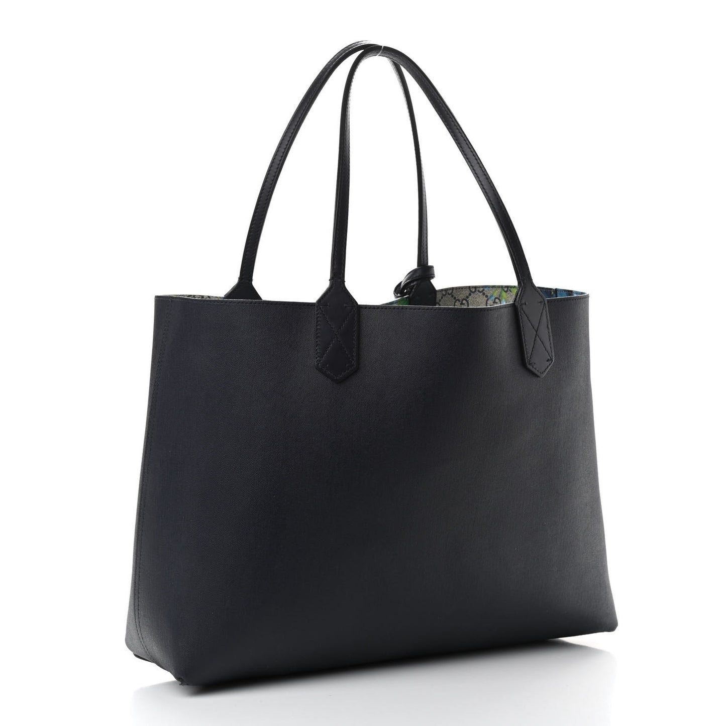 GG Supreme Monogram Blooms Medium Reversible Tote Beige Blue Navy