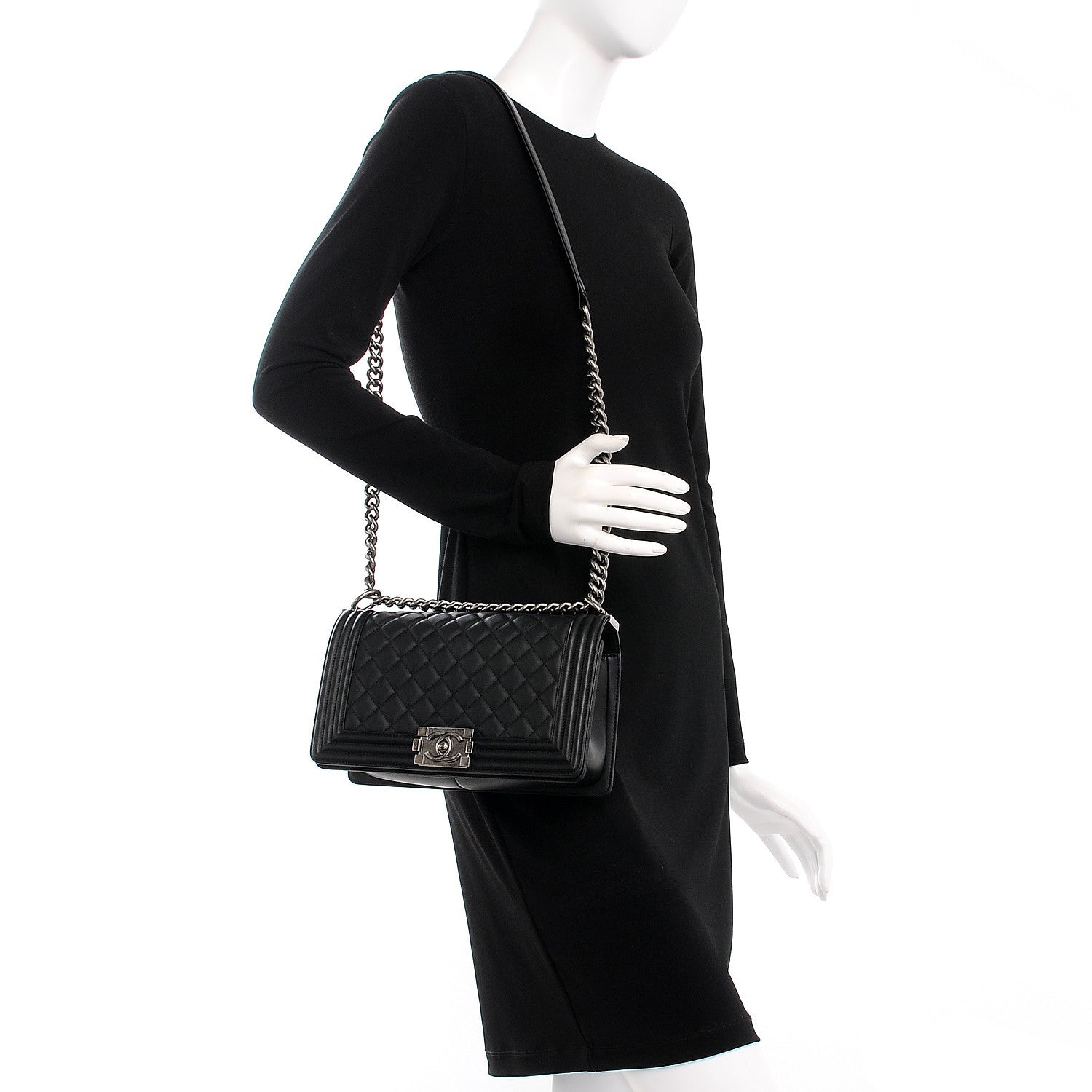 Chanel Calfskin Quilted Medium Boy Flap Black 2 of 8