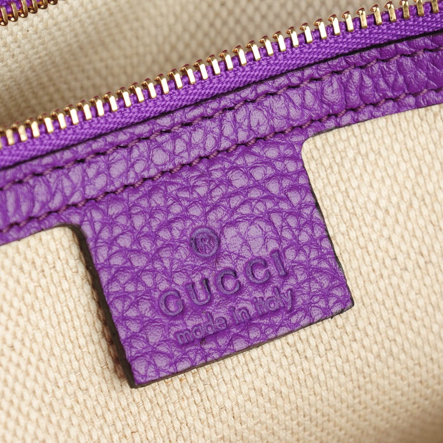 Pebbled Calfskin Medium Soho Clutch Shine Purple
