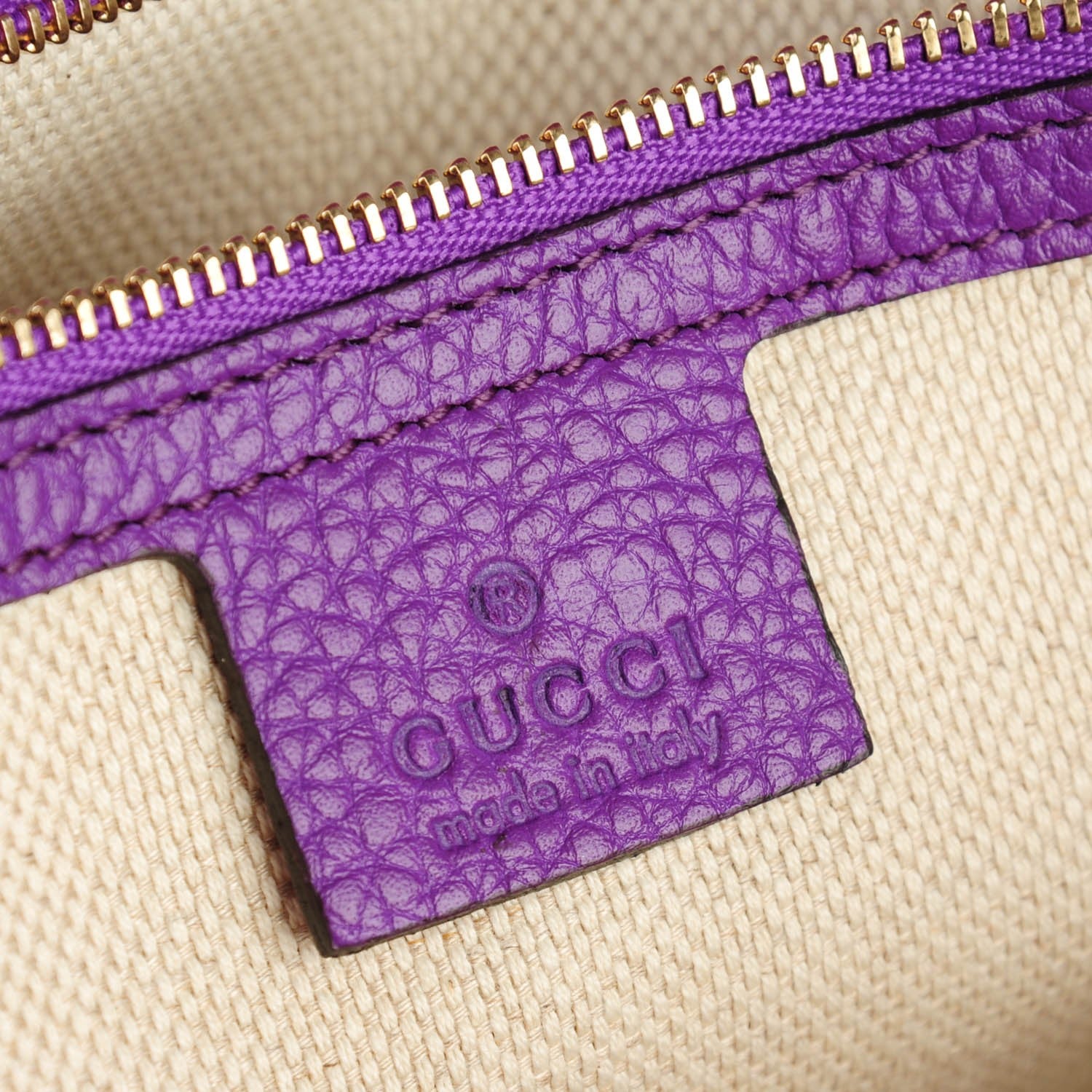 Gucci Pebbled Calfskin Medium Soho Clutch Shine Purple 6 of 7