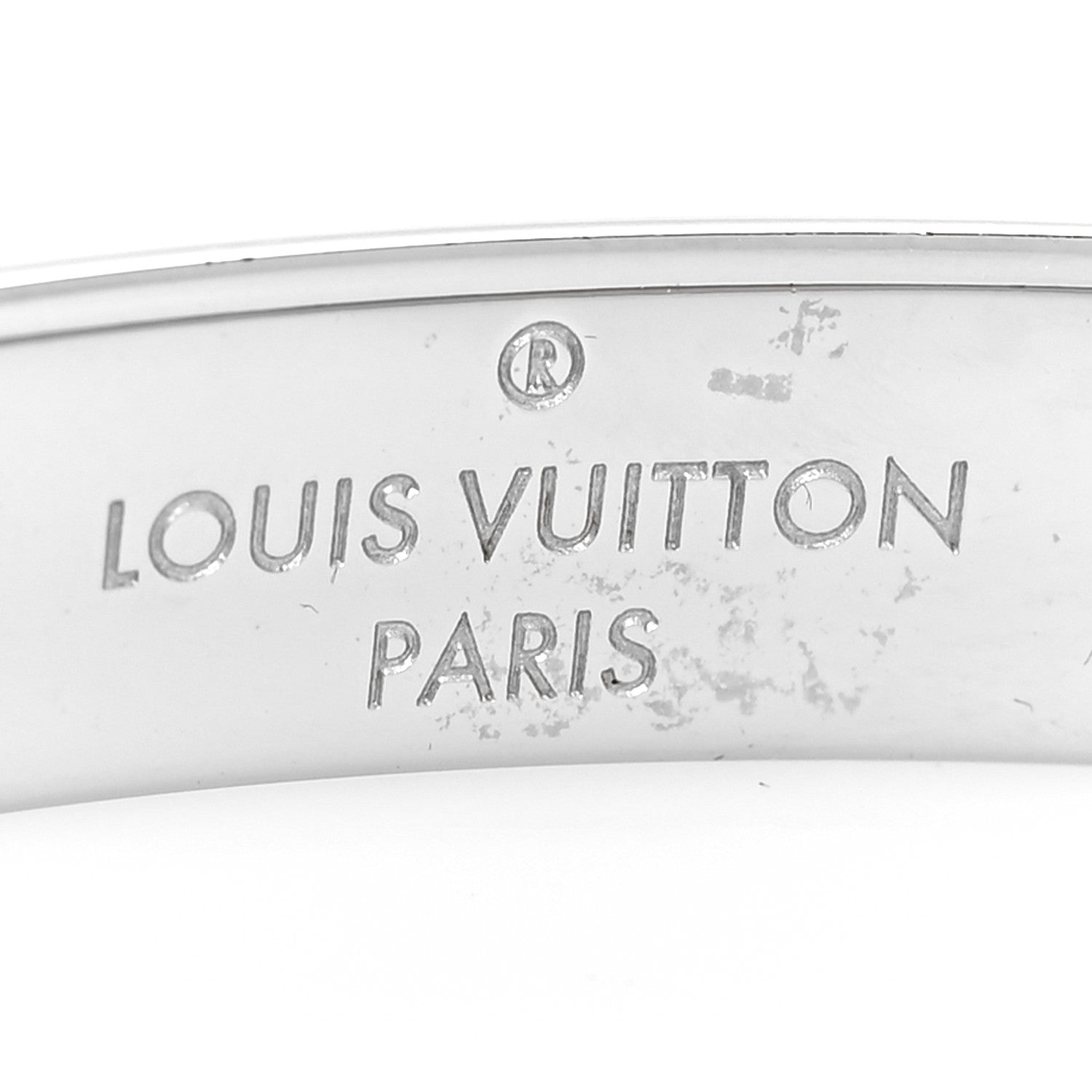 Louis Vuitton Brass Palladium Plated Nanogram Cuff S Silver 5 of 7