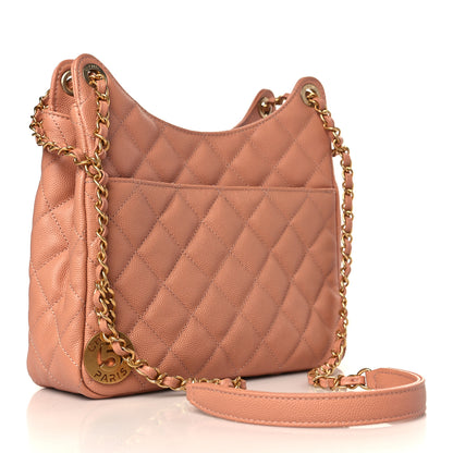 Chanel Caviar Quilted Wavy CC Hobo Beige 3 of 10