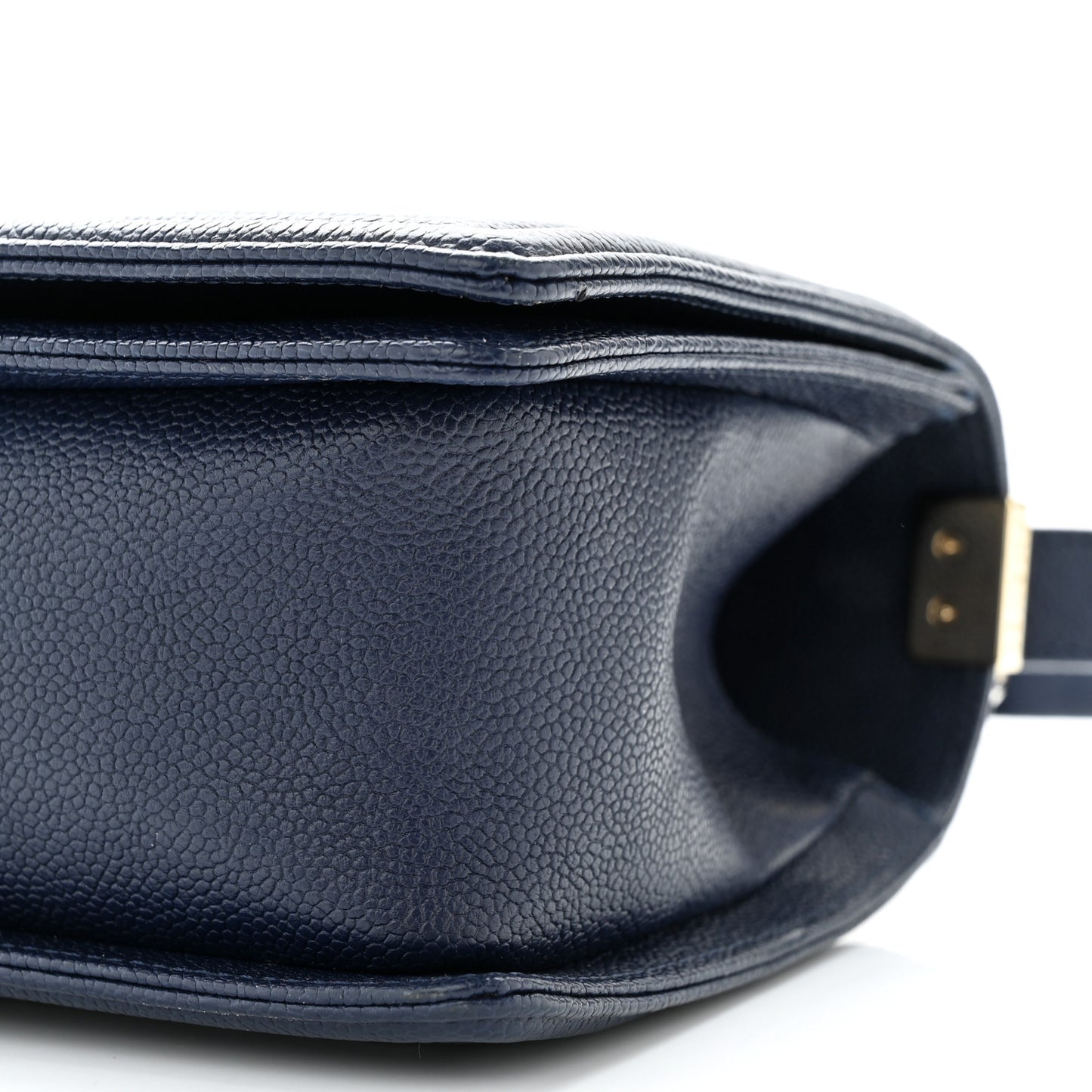 Caviar Chevron Quilted Medium Boy Flap Navy